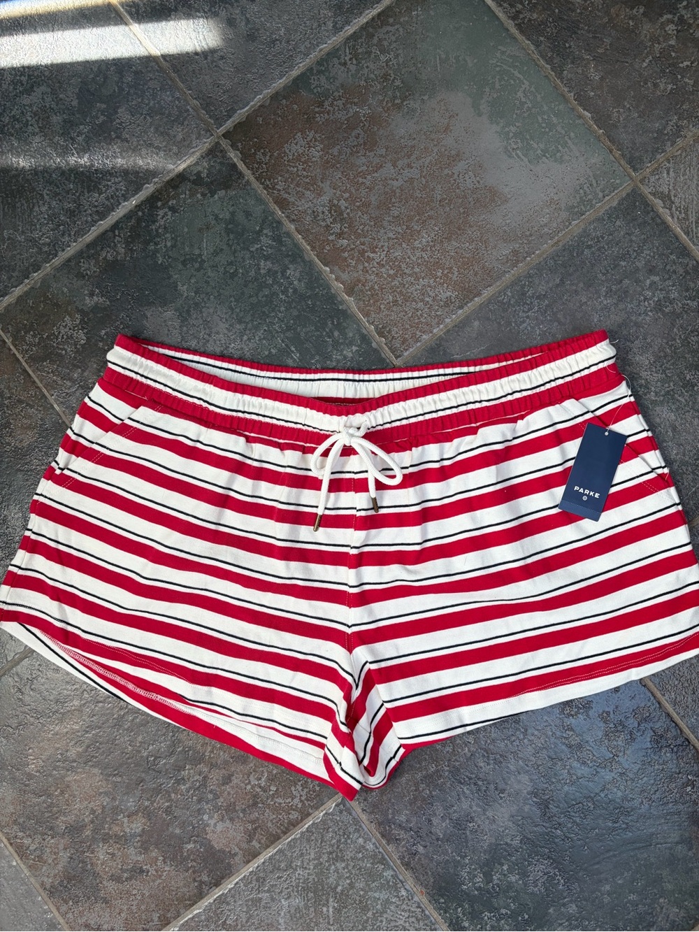 Parke x Target Red & White Striped Athletic Shorts with Drawcord